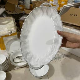 Set Bộ Bát Đĩa Ăn Cơm Gia Đình Gốm Sứ Bát Tràng Họa Tiết Vân Đá 25 Chi Tiết Chuẩn Hàng Đẹp 6