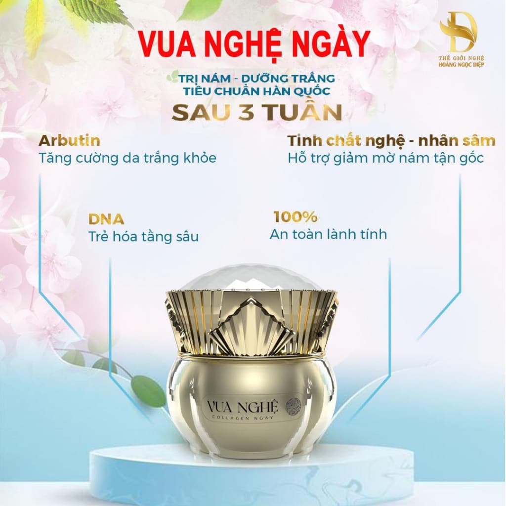 Vua Nghệ Collagen , Kem Ngày Và Đêm, Kem Nám, Tàn Nhang, Sạm Da, Da Sáng và Mềm Mịn, Hoàng Ngọc Diệp
