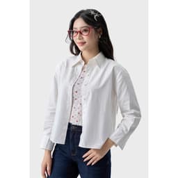 [ẨN] Áo sơ mi nữ dài tay GENVIET JEANS dáng ngắn chất cotton không bai nhão basic thanh lịch 9139 3