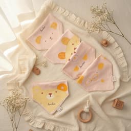 Sét 5 Yếm Tam Giác Anchee Chất Petit Có Cúc Bấm Cho Bé ( freesize 0M - 2 tuổi), nhiều màu sắc xinh xắn 7
