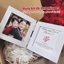 Khung ảnh gấp đôi quà tặng người yêu, khung ảnh 10x10 cm tặng sinh nhật, kỉ niệm ngày yêu 3