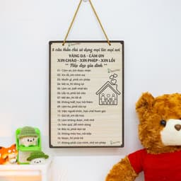 Bảng Gỗ Bách Mộc Decor Quy Tắc Gia Đình - 5 Câu Thần Chú - Trang Trí Nhà Cửa Độc Đáo và Ý Nghĩa 3