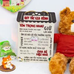 Bảng Gỗ Bách Mộc Decor Quy Tắc Gia Đình - 5 Câu Thần Chú - Trang Trí Nhà Cửa Độc Đáo và Ý Nghĩa 2