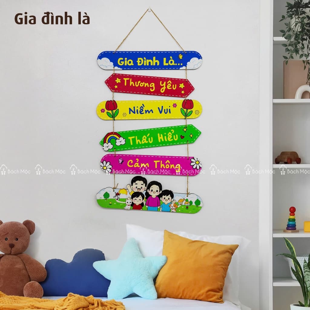 Bảng Gỗ Treo Trang Trí Gia Đình và Lớp Học - Mẫu Mới Từ Nhà Bách Mộc