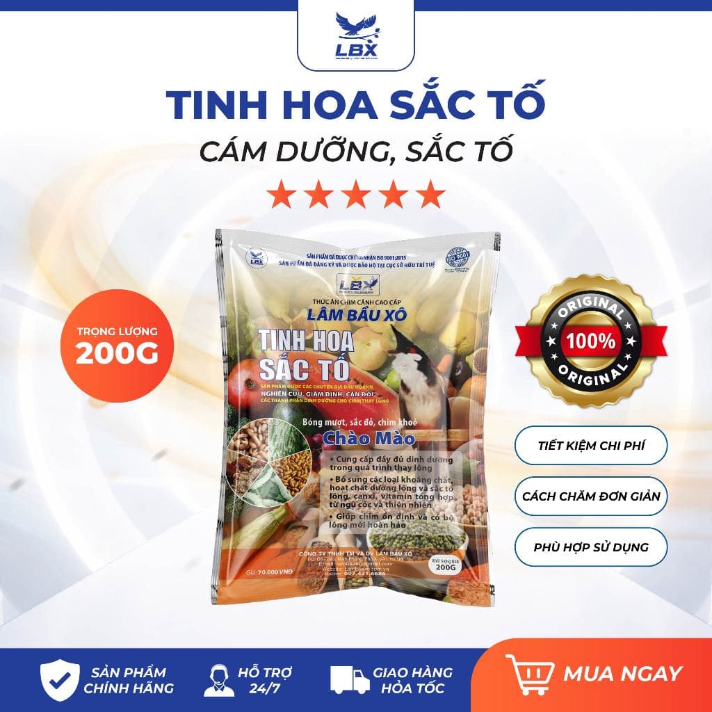 Cám chim cảnh Tinh Hoa Sắc Tố 200gr Lâm Bầu Xô – bổ sung sắc tố, lên màu lông đẹp tự nhiên