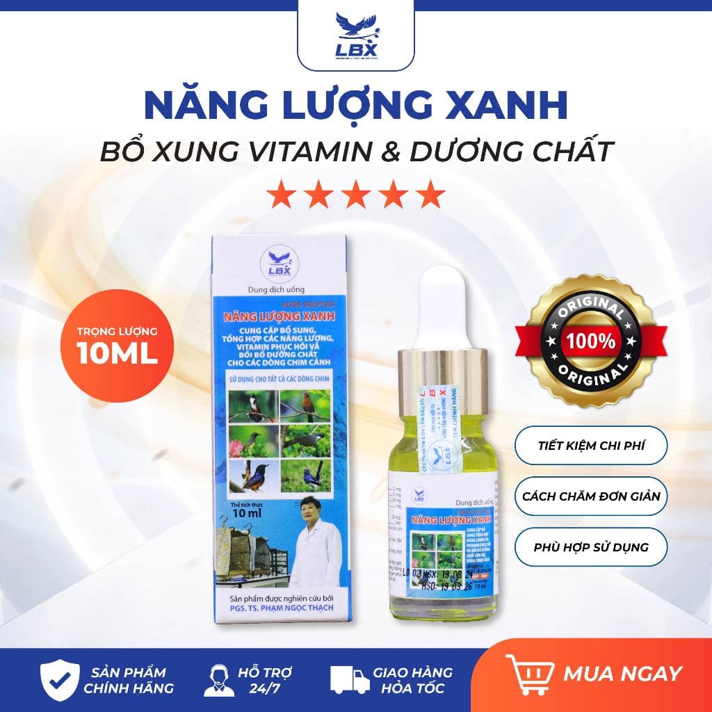 Dung dịch bổ sung năng lượng Năng Lượng Xanh Lâm Bầu Xô – hỗ trợ vitamin, phục hồi thể trạng cho chim sau vận động