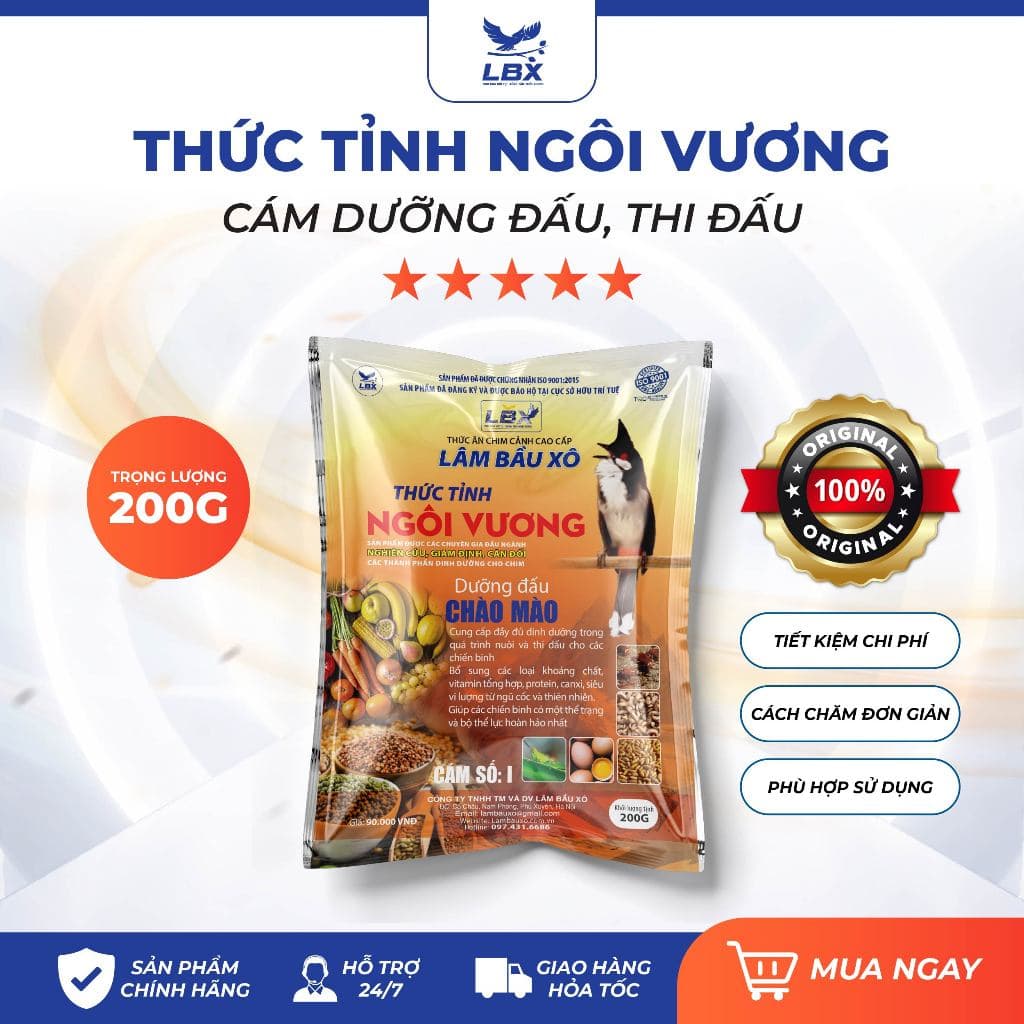 Thức tỉnh ngôi vương 200gr Lâm Bầu Xô – cám chim chào mào thi đấu cao cấp, tăng lửa, lên màu đẹp, dinh dưỡng chuyên sâu