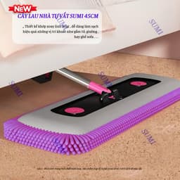 Cây Lau Nhà Tự Vắt SUMI 45cm, Cây Chổi Lau Nhà Bông San Hô Siêu Thấm Hút Thông Minh 360 Độ Tiện Dụng 4