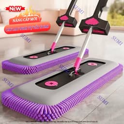 Cây Lau Nhà Tự Vắt SUMI 45cm, Cây Chổi Lau Nhà Bông San Hô Siêu Thấm Hút Thông Minh 360 Độ Tiện Dụng 6