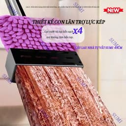 Cây Lau Nhà Tự Vắt SUMI 45cm, Cây Chổi Lau Nhà Bông San Hô Siêu Thấm Hút Thông Minh 360 Độ Tiện Dụng 8