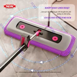 Cây Lau Nhà Tự Vắt SUMI 45cm, Cây Chổi Lau Nhà Bông San Hô Siêu Thấm Hút Thông Minh 360 Độ Tiện Dụng 3
