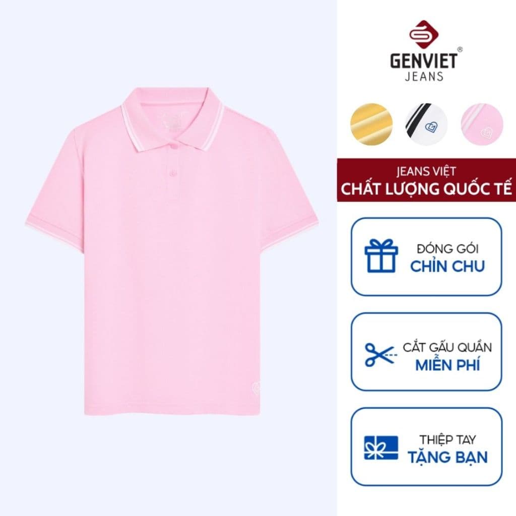 Áo Polo Cộc Tay Nữ GENVIET JEANS Chất Liệu Co Giãn 4 Chiều Thiết Kế Basic Dáng Ôm Vừa 8998