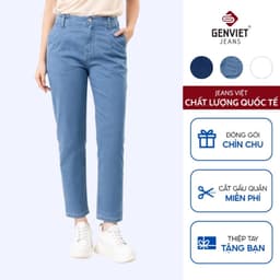 [ẨN] Quần dài Nữ Genviet vải Jeans Đơn giản form quần Tâ 8523 1