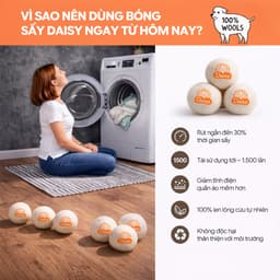 Bóng sấy quần áo len lông cừu Daisy banh sấy chống nhăn chống rối chống tĩnh điện tiết kiệm điện năng dùng cho máy sấy 4