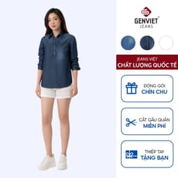 Áo Sơ Mi Nữ GENVIET vải Jeans Trẻ Trung Suôn 8541 1