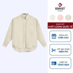 [ẨN] Áo Sơ Mi Dài Tay Nữ GENVIET JEANS Dáng Suông Freesize Chất Lanh Lụa Mềm Mịn Thoáng Mát 9077 1