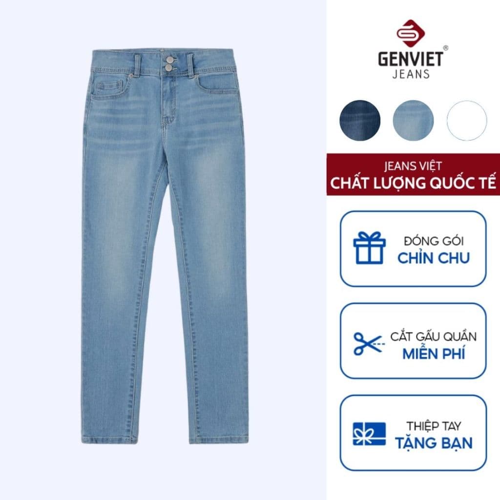 Quần jean nữ dáng col GENVIET JEANS, form ôm tôn dáng, đứng phom 8528