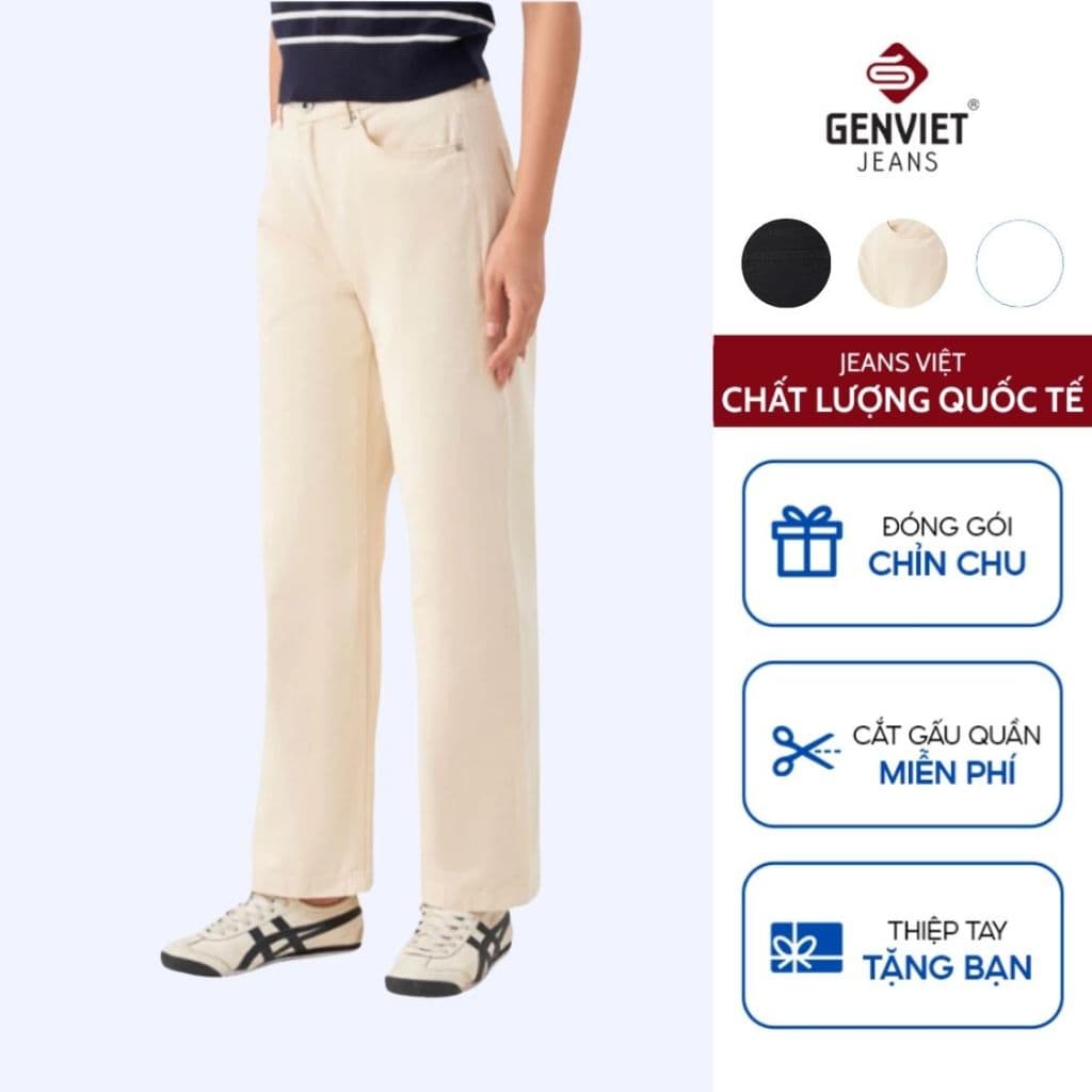 Quần dài nữ Genviet chất liệu jeans dáng ống đứng trẻ trung từ 8717