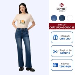 [ẨN] Quần jean ống loe nữ GENVIET JEANS vải denim co giãn nhẹ basic dễ phối đồ đi học đi là 8533 1