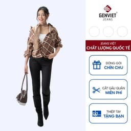 [ẨN] Quần Dài Jean Nữ GENVIET JEANS Dáng Slim Cơ Bản Màu Đen – Ôm Gọn Dáng, Co Giãn Thoải Mái 9114 1