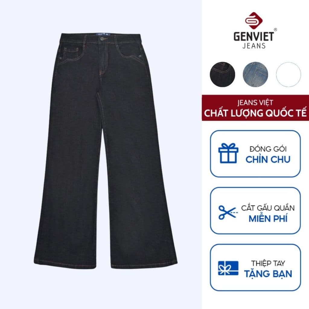 [ẨN] Quần Dài Nữ GENVIET JEANS Chất Liệu Denim Cao Cấp Dáng Loe Cạp Cao Thời Trang 8843