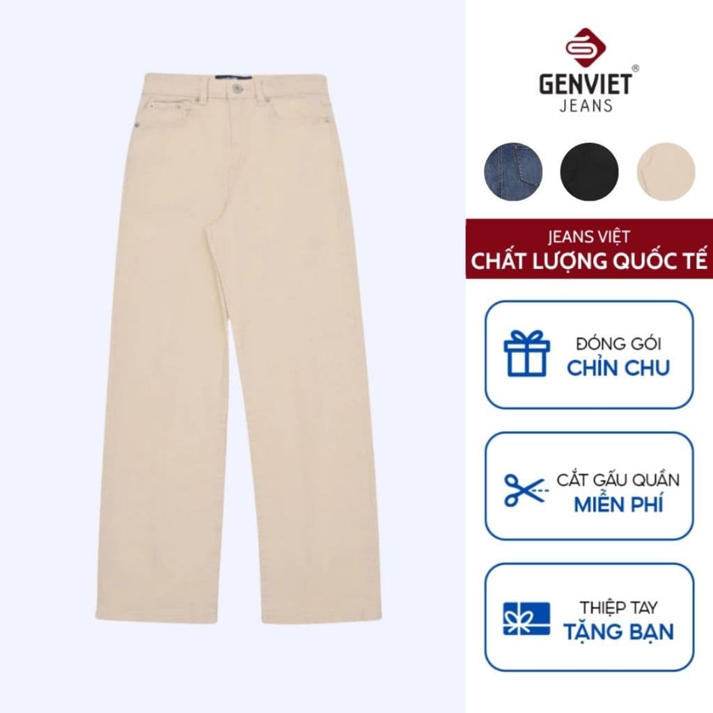 [ẨN] Quần Dài Nữ GENVIET JEANS Chất Liệu Denim Dáng Col Đứng, Quần Bò Nữ Dáng Bo Thời Trang, Hiện Đại W241.G. 8775
