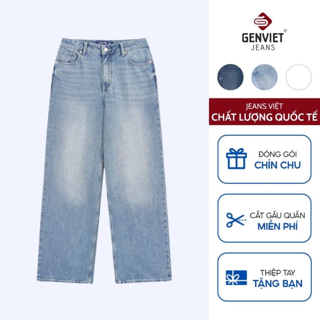 [ẨN] Quần jean nữ dáng suông GENVIET JEANS light sáng vải denim co giãn nhẹ công sở dễ phối đồ tôn dáng 9062