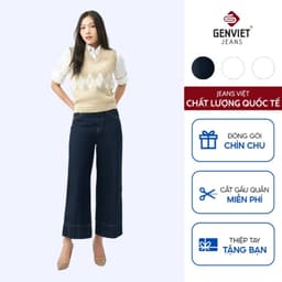 Quần Dài Nữ GENVIET JEANS Vải jeans Form Ống Suông, Quần Bò Nữ Dáng Suông Thiết Kế Đơn Giản Dễ Phối Đồ 8776 1