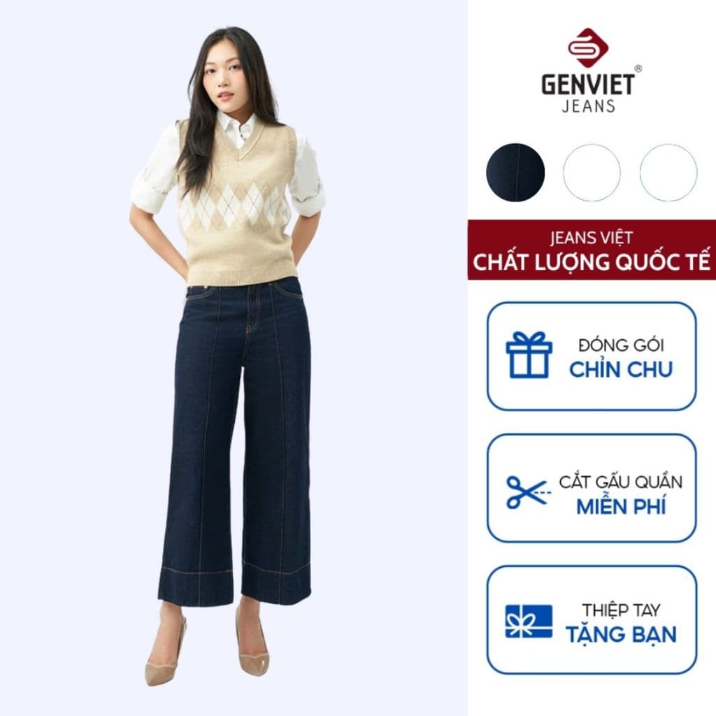 Quần Dài Nữ GENVIET JEANS Vải jeans Form Ống Suông, Quần Bò Nữ Dáng Suông Thiết Kế Đơn Giản Dễ Phối Đồ 8776