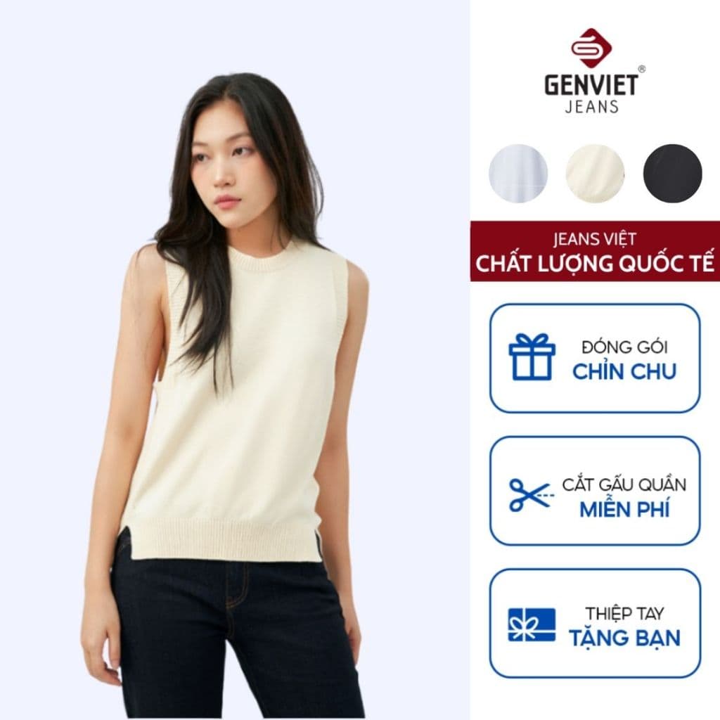 [ẨN] Áo Gile nữ GENVIET JEANS chất liệu Len form Suông Vừa 8814