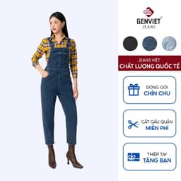 [ẨN] Yếm jean nữ quần dài GENVIET JEANS vải Denim dáng Col Thụng baggy bo ống ít co giãn năng độn 8416 1