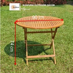 Bàn Gỗ Tròn Gấp Xếp D90cm SUNFURN - Gỗ Bạch Đàn Nam Phi Cao Cấp Chống Nắng Mưa (Bàn Ăn Sân Vườn, Ban Công, Cafe) 1
