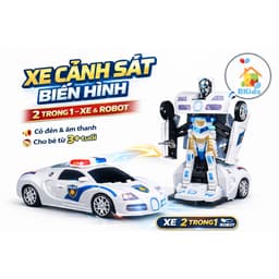 Đồ Chơi Xe Ô tô Cảnh Sát Biến Hình - Phát Sáng, Nhạc, Đèn Nhấp Nháy Cho Bé 5