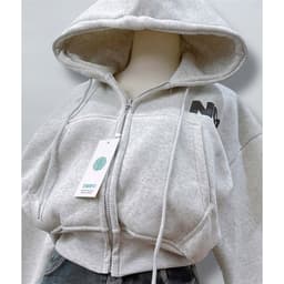 Áo Khoác Hoodie Zip Croptop Nỉ Đen In Chữ No1 Form Rộng – Phong Cách Streetwear Nữ 5