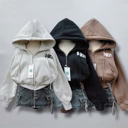 Áo Khoác Hoodie Zip Croptop Nỉ Đen In Chữ No1 Form Rộng – Phong Cách Streetwear Nữ 8
