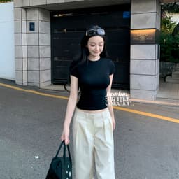 [XẢ KHO] Áo thun croptop cộc tay nữ basic chất cotton mịn co giãn Justdun CT4 6