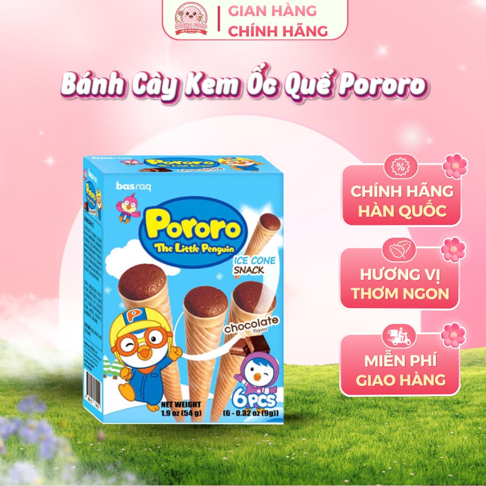 Bánh Kem Ốc Quế Pororo 54g Cho Bé Từ 1 Tuổi Nhập Khẩu Hàn Quốc