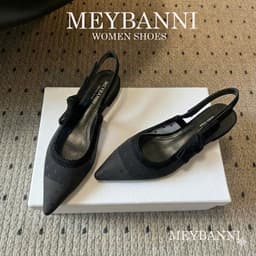 Giày Sandal Mũi Nhọn MEYBANNI Ren Chấm Bi Thắt Nơ Cạnh Xinh Xăn - B76 5