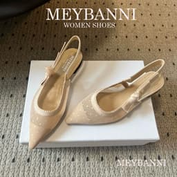 Giày Sandal Mũi Nhọn MEYBANNI Ren Chấm Bi Thắt Nơ Cạnh Xinh Xăn - B76 1