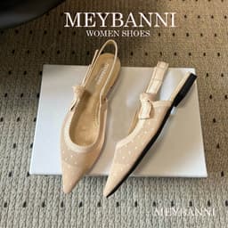 Giày Sandal Mũi Nhọn MEYBANNI Ren Chấm Bi Thắt Nơ Cạnh Xinh Xăn - B76 4