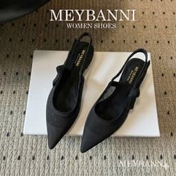Giày Sandal Mũi Nhọn MEYBANNI Ren Chấm Bi Thắt Nơ Cạnh Xinh Xăn - B76 2