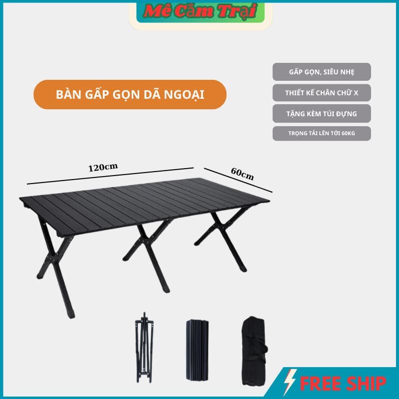 bàn camping gấp gọn, dã ngoại cắm trại du lịch ngoài trời sơn tĩnh điện gọn nhẹ