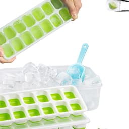 Combo 2/4 Khay đá Silicon 14 viên có nắp đậy, an toàn sạch sẽ, ngăn mùi tủ lạnh hiệu quả 7