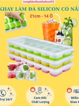 Combo 2/4 Khay đá Silicon 14 viên có nắp đậy, an toàn sạch sẽ, ngăn mùi tủ lạnh hiệu quả 10