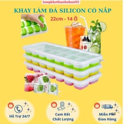 Combo 2/4 Khay đá Silicon 14 viên có nắp đậy, an toàn sạch sẽ, ngăn mùi tủ lạnh hiệu quả 1