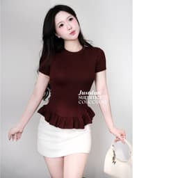 Áo Thun Nữ Ôm Body Cộc Tay JUSTDUN E15 - Phối Viền Bèo Xinh, Cotton Mịn Cao Cấp, Tôn Dáng 4