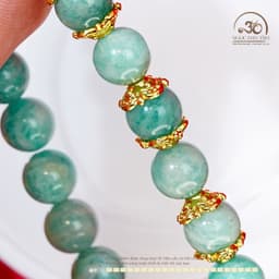 Ngọc Đan Tâm - Vòng Tay AmaZonite 8mm 2A Phối Charm Ốp Hoa - Mệnh Thuỷ & Mệnh Mộc 4