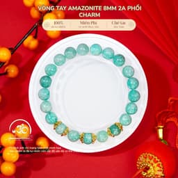 Ngọc Đan Tâm - Vòng Tay AmaZonite 8mm 2A Phối Charm Ốp Hoa - Mệnh Thuỷ & Mệnh Mộc 1