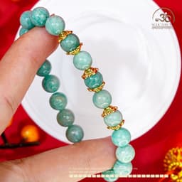 Ngọc Đan Tâm - Vòng Tay AmaZonite 8mm 2A Phối Charm Ốp Hoa - Mệnh Thuỷ & Mệnh Mộc 3