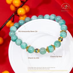 Ngọc Đan Tâm - Vòng Tay Amazonite 8mm 2A Phối Charm Lu Nhỏ - Mệnh Thuỷ & Mệnh Mộc 2